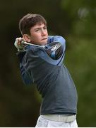 18 May 2016; Thirteen year old Tom McKibbin, from Antrim, who was invited to play in the Pro Am at the Dubai Duty Free Irish Open by golfer Rory McIlroy, on the 12th tee box during the Dubai Duty Free Irish Open Golf Championship Pro-Am at The K Club in Straffan, Co. Kildare. Photo by Brendan Moran/Sportsfile