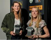 18 May 2016; Team of the Year award winners, and Galway Women's FC teammates Shauna Fox, left, and Meabh DeBurca, at the Continental Tyres Women’s National League Awards. The Marker Hotel, Grand Canal Square, Docklands, Dublin. Photo by Seb Daly/Sportsfile
