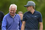 18 May 2016; Gerry McIlroy and Niall Horan of One Direction in conversation during the Dubai Duty Free Irish Open Golf Championship Pro-Am at The K Club in Straffan, Co. Kildare. Photo by Diarmuid Greene/Sportsfile