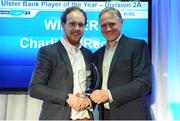 18 May 2016; Charlie O'Regan, UCC, Co. Cork, is presented his Ulster Bank Division 2A Player of the Year award by Ireland head coach Joe Schmidt, who was on hand to present the awards which recognise the commitment and dedication shown by players across all Ulster Bank League divisions. Ulster Bank League Awards. Aviva Stadium, Lansdowne Road, Dublin. Photo by Seb Daly/Sportsfile