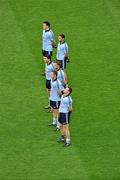 13 June 2010; Dublin players, from bottom, Kevin McManamon, Paul Flynn, Conal Keaney, Bernard Brogan, David Henry, and Niall Corkery, stand for the national anthem. Leinster GAA Football Senior Championship Quarter-Final, Dublin v Wexford, Croke Park, Dublin. Picture credit: Brian Lawless / SPORTSFILE