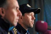 16 June 2010; Australia captain Ricky Ponting with coach Tim Nielson during a press conference ahead of their RSA One Day International challenge match against Ireland on Thursday. Castle Avenue, Clontarf, Dublin. Picture credit: Matt Browne / SPORTSFILE