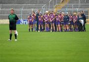 24 April 2010; The Wexford squad stand for the national anthem. Division 1 Camogie National League Final, Offaly v Wexford, Semple Stadium, Thurles, Co. Tipperary. Picture credit: Brian Lawless / SPORTSFILE