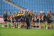 24 April 2010; The Kilkenny squad stand for the national anthem. Division 1 Camogie National League Final, Offaly v Wexford, Semple Stadium, Thurles, Co. Tipperary. Picture credit: Brian Lawless / SPORTSFILE