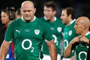 18 June 2010; Ireland's John Hayes and Peter Stringer look dejected as they leave the field after their team's loss against the New Zealand Maori. Summer Tour 2010, New Zealand Maori v Ireland, International Stadium, Rotorua, New Zealand. Picture credit: Wayne Drought / SPORTSFILE