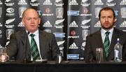 18 June 2010; Ireland's head coach Declan Kidney, left, and captain Geordan Murphy speak at a media conference after losing to New Zealand Maori. Summer Tour 2010, New Zealand Maori v Ireland, International Stadium, Rotorua, New Zealand. Picture credit: David Rowland / SPORTSFILE