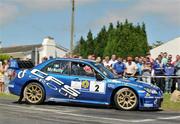 19 June 2010; Tim McNulty and Paul Kiely in their Subaru Impreza in action during SS9 Carnhill in the Topaz Donegal International Rally. Picture credit: Philip Fitzpatrick / SPORTSFILE