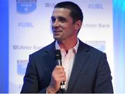 18 May 2016; Alan Quinlan, Ulster Bank Ambassador, pictured at the fourth annual Ulster Bank League Awards in the Aviva Stadium, during a panel discussion. Ireland Head Coach, Joe Schmidt, was on hand to present the awards which recognise the commitment and dedication shown by players across all Ulster Bank League divisions. Ulster Bank League Awards. Aviva Stadium, Lansdowne Road, Dublin. Photo by Seb Daly/Sportsfile