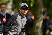 19 May 2016; Niall Horan of One Direction watches Rory McIlroy tee off at the 5th hole during day one of the Dubai Duty Free Irish Open Golf Championship at The K Club in Straffan, Co. Kildare. Photo by Matt Browne/Sportsfile