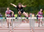 19 May 2016; Niamh O'Neill, Ballyhaunis CS, Co. Mayo, in action during the Junior Girls 75m Hurdles event. GloHealth Connacht Schools Track & Field Championships, Athlone I.T., Athlone, Co. Westmeath Photo by Seb Daly/Sportsfile