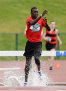 19 May 2016; Joseph Wagacha, St Louis CS, Kiltimagh, Co. Mayo, in action during the Intermediate Boys 1500m Steeplechase event. GloHealth Connacht Schools Track & Field Championships, Athlone I.T., Athlone, Co. Westmeath Photo by Seb Daly/Sportsfile