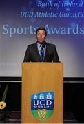 19 May 2016; Darragh Maloney, master of ceremonies, pictured at the Bank of Ireland UCD Athletic Union Council Sport Awards ceremony in the UCD Student Centre. Over 500 students from over 30 different sports clubs were honoured for their sporting achievements on behalf of the University over the last twelve months. Astra Hall, Student Centre, UCD, Belfield, Dublin. Photo by Sam Barnes/Sportsfile