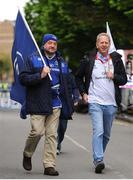 20 May 2016; Leinster supporter Colin Kavanagh, left, from Ballsbridge, Dublin, and Ulster supporter Nigel Gold, from Co.Down, make their way to the Guinness PRO12 Play-off between Leinster and Ulster at the RDS Arena, Dublin. Photo by Seb Daly/Sportsfile