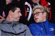 20 May 2016; Golfer Rory McIlroy, left, and singer Niall Horan watch the Guinness PRO12 Play-off match between Leinster and Ulster at the RDS Arena in Dublin. Photo by Ramsey Cardy/Sportsfile