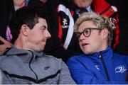 20 May 2016; Golfer Rory McIlroy, left, and singer Niall Horan watch the Guinness PRO12 Play-off match between Leinster and Ulster at the RDS Arena in Dublin. Photo by Ramsey Cardy/Sportsfile