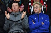 20 May 2016; Golfer Rory McIlroy, left, and Niall Horan of One Direction watch on during the Guinness PRO12 Play-off match between Leinster and Ulster at the RDS Arena in Dublin. Photo by Stephen McCarthy/Sportsfile