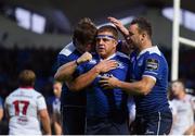 20 May 2016; Sean Cronin, centre, of Leinster celebrates after scoring his side's third try with team-mates Jordi Murphy, left, and Dave Kearney during the Guinness PRO12 Play-off match between Leinster and Ulster at the RDS Arena in Dublin. Photo by Stephen McCarthy/Sportsfile