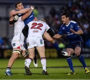 20 May 2016; Garry Ringrose of Leinster is tackled by Sean Reidy, left, and Stuart Olding of Ulster during the Guinness PRO12 Play-off match between Leinster and Ulster at the RDS Arena in Dublin. Photo by Seb Daly/Sportsfile