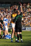 19 June 2010; Meath goalkeeper Paddy O' Rourke is sent off by referee Maurice Condon. Leinster GAA Football Senior Championship Quarter-Final Replay, Meath v Laois, O'Connor Park, Tullamore, Co. Offaly. Picture credit: Barry Cregg / SPORTSFILE