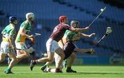 20 June 2010; Joe Canning and Iarla Callanan, Galway, in action against Paul Cleary, Offaly. Leinster GAA Hurling Senior Championship Semi-Final, Galway v Offaly, Croke Park, Dublin. Picture credit: Oliver McVeigh / SPORTSFILE