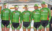 19 June 2010; Leading team, An Post Sean Kelly team, on the podium following during the Halfords Tour Series city centre criterium. Dublin. Picture credit: Stephen McCarthy / SPORTSFILE