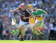 20 June 2010; Iarla Tannian, Galway, in action against James Rigney and David Franks, right, Offaly. Leinster GAA Hurling Senior Championship Semi-Final, Galway v Offaly, Croke Park, Dublin. Picture credit: Brendan Moran / SPORTSFILE