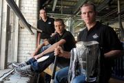 22 June 2010; Hurling stars, left to right, John Gardiner, Cork, Ken McGrath, Waterford, and  Noel Hickey, Kilkenny, with the Liam MacCarthy Cup at the launch of the Guinness Hurling 'A County Will Rise' campaign. Guinness Storehouse, St James Gate, Dublin. Picture credit: David Maher / SPORTSFILE