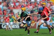 20 June 2010; Peter Russell, Limerick, in action against Shane Murphy and Cathal Naughton, right, Cork. Munster GAA Hurling Senior Championship Semi-Final, Cork v Limerick, Pairc Ui Chaoimh, Cork. Picture credit: Brian Lawless / SPORTSFILE