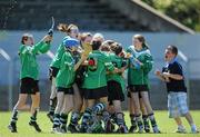 20 June 2010; Lucan Sarsfields, Dublin, players celebrate after victory over Burgess-Duharra, Tipperary, Division 1  Camogie Final. Coca-Cola GAA Féile na nGael Finals 2010. Cusack Park, Ennis, Co. Clare. Picture credit: Diarmuid Greene / SPORTSFILE