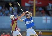 20 June 2010; Mark Patterson, Bredagh, Co. Down, in action against Killian Doyle, Raharney, Co. Westmeath, Division 2 Hurling Final. Coca-Cola GAA Féile na nGael Finals 2010. Cusack Park, Ennis, Co. Clare. Picture credit: Diarmuid Greene / SPORTSFILE