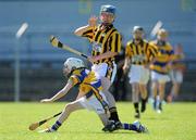 20 June 2010; Morgan Mealiffe, Castletown-Geoghegan, in action against Nathan Bluett, Ruan, Co. Clare, Division 3 Hurling Final. Coca-Cola GAA Féile na nGael Finals 2010. Cusack Park, Ennis, Co. Clare. Picture credit: Diarmuid Greene / SPORTSFILE