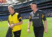 20 June 2010; Kilkenny manager Brian Cody, right, leaves the pitch with selector Michael Dempsey. Leinster GAA Hurling Senior Championship Semi-Final, Kilkenny v Dublin, Croke Park, Dublin. Picture credit: Oliver McVeigh / SPORTSFILE