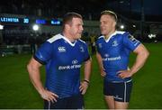 20 May 2016; Sean Cronin, left, and Ian Madigan of Leinster following their victory in the Guinness PRO12 Play-off match between Leinster and Ulster at the RDS Arena in Dublin. Photo by Ramsey Cardy/Sportsfile