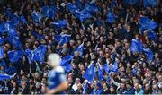 20 May 2016; Supporters wave flags during the Guinness PRO12 Play-off match between Leinster and Ulster at the RDS Arena in Dublin. Photo by Ramsey Cardy/Sportsfile