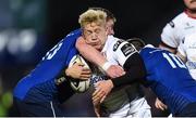 20 May 2016; Stuart Olding of Ulster is tackled by Tadhg Furlong, left, and Jonathan Sexton of Leinster during the Guinness PRO12 Play-off match between Leinster and Ulster at the RDS Arena in Dublin. Photo by Ramsey Cardy/Sportsfile