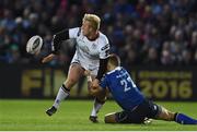 20 May 2016; Stuart Olding of Ulster is tackled by Ian Madigan of Leinster during the Guinness PRO12 Play-off match between Leinster and Ulster at the RDS Arena in Dublin. Photo by Ramsey Cardy/Sportsfile