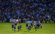 20 May 2016; Leinster players return to their own half after scoring a try during the Guinness PRO12 Play-off match between Leinster and Ulster at the RDS Arena in Dublin. Photo by Ramsey Cardy/Sportsfile