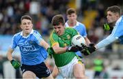 21 May 2016; Cian O'Reilly of Meath in action against Tom Keane, left, and Seán Egan of Dublin in the Electric Ireland Leinster GAA Football Minor Championship, Quarter-Final, Dublin v Meath, in Pairc Tailteann, Navan, Co. Meath. Photo by Ray Lohan/Sportsfile