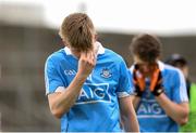 21 May 2016; A dejected Seán Bulger of Dublin after the final whistle in the Electric Ireland Leinster GAA Football Minor Championship, Quarter-Final, Dublin v Meath, in Pairc Tailteann, Navan, Co. Meath. Photo by Ray Lohan/Sportsfile