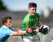 21 May 2016; Eoin Smyth of Meath in action against Nathan Nolan of Dublin in the Electric Ireland Leinster GAA Football Minor Championship, Quarter-Final, Dublin v Meath, in Pairc Tailteann, Navan, Co. Meath. Photo by Ray Lohan/Sportsfile