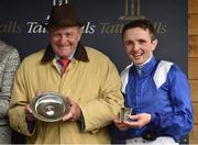 21 May 2016; Kevin Prendergast, trainer of Awtaad, with winning jockey Chris Hayes after  winning the Tattersalls Irish 2,000 Guineas at the Curragh Racecourse, Curragh, Co. Kildare. Photo by Sportsfile