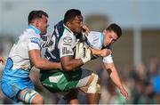 21 May 2016; Bundee Aki of Connacht is tackled by Simone Favaro of Glasgow Warriors during the Guinness PRO12 Play-off match between Connacht and Glasgow Warriors at the Sportsground in Galway. Photo by Ramsey Cardy/Sportsfile