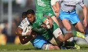 21 May 2016; Bundee Aki of Connacht is tackled by Simone Favaro of Glasgow Warriors during the Guinness PRO12 Play-off match between Connacht and Glasgow Warriors at the Sportsground in Galway. Photo by Ramsey Cardy/Sportsfile