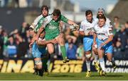 21 May 2016; AJ MacGinty of Connacht is tackled by Simone Favaro of Glasgow Warriors during the Guinness PRO12 Play-off match between Connacht and Glasgow Warriors at the Sportsground in Galway. Photo by Ramsey Cardy/Sportsfile