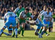 21 May 2016; Ronan Loughney of Connacht is tackled by Leone Nakarawa of Glasgow Warriors during the Guinness PRO12 Play-off match between Connacht and Glasgow Warriors at the Sportsground in Galway. Photo by Ramsey Cardy/Sportsfile