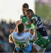 21 May 2016; Bundee Aki of Connacht tussles with Mark Bennett of Glasgow Warriors during the Guinness PRO12 Play-off match between Connacht and Glasgow Warriors at the Sportsground in Galway. Photo by Ramsey Cardy/Sportsfile