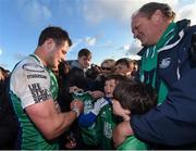 21 May 2016; Robbie Henshaw of Connacht with supporters following his side's victory in the Guinness PRO12 Play-off match between Connacht and Glasgow Warriors at the Sportsground in Galway. Photo by Ramsey Cardy/Sportsfile