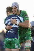 21 May 2016; Ultan Dillane, right, and Shane O’Leary of Connacht celebrate their victory during the Guinness PRO12 Play-off match between Connacht and Glasgow Warriors at the Sportsground in Galway. Photo by Stephen McCarthy/Sportsfile