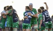 21 May 2016; Ultan Dillane, right, and Shane O’Leary of Connacht celebrate their victory during the Guinness PRO12 Play-off match between Connacht and Glasgow Warriors at the Sportsground in Galway. Photo by Stephen McCarthy/Sportsfile