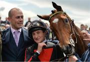 22 May 2016; Trainer Adrian Keatley, left, and jockey Shane Foley celebrate with Jet Setting after winning the Tattersalls Irish 1,000 Guineas race at the Curragh Racecourse, Curragh, Co. Kildare. Photo by Brendan Moran/Sportsfile